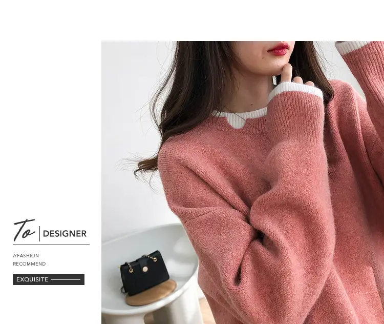Women Knitted Sweater Grey Loose 2024 Winter Wear — feature 9