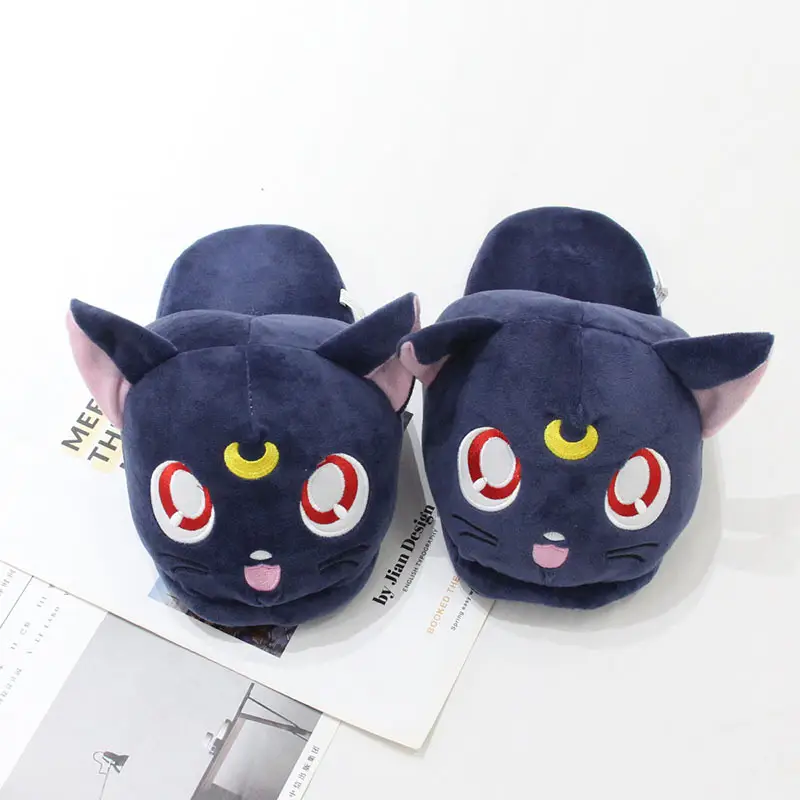 Sailor Moon Luna Cat Moon Bunny Plush Slippers for Girls Winter Purple Cat Cotton Slippers Home Warm Slippers - Image 4