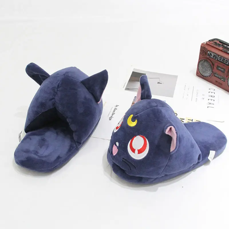 Sailor Moon Luna Cat Moon Bunny Plush Slippers for Girls Winter Purple Cat Cotton Slippers Home Warm Slippers - Image 6
