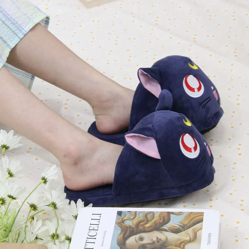 Sailor Moon Luna Cat Moon Bunny Plush Slippers for Girls Winter Purple Cat Cotton Slippers Home Warm Slippers — feature 10