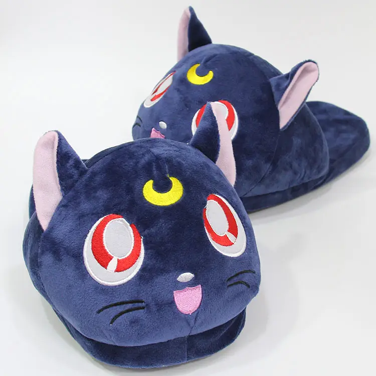 Sailor Moon Luna Cat Moon Bunny Plush Slippers for Girls Winter Purple Cat Cotton Slippers Home Warm Slippers — feature 14