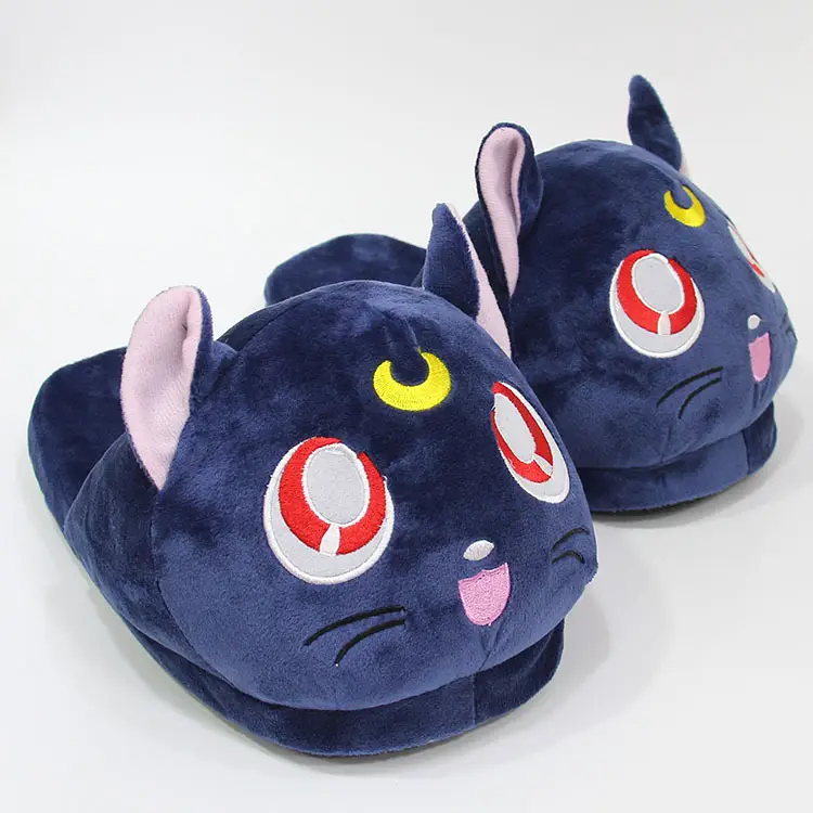 Sailor Moon Luna Cat Moon Bunny Plush Slippers for Girls Winter Purple Cat Cotton Slippers Home Warm Slippers — feature 15