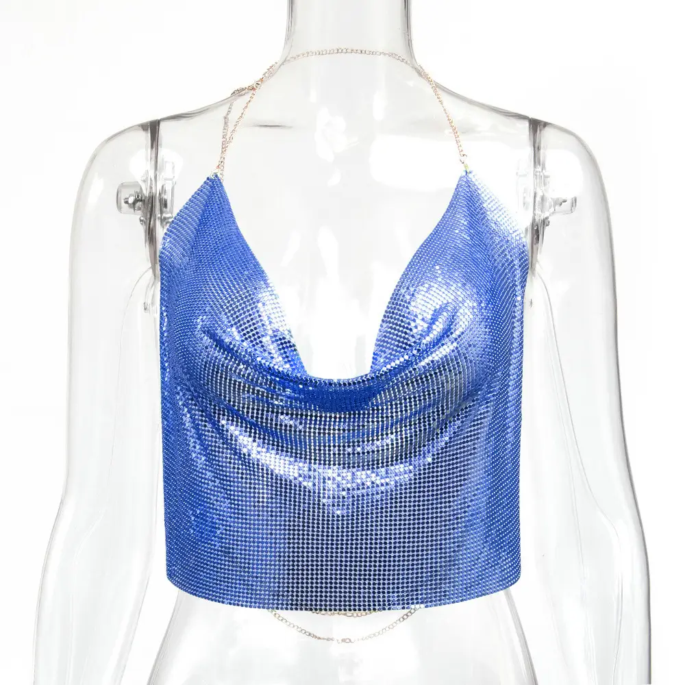 Red Sequin Backless Camisole for Women