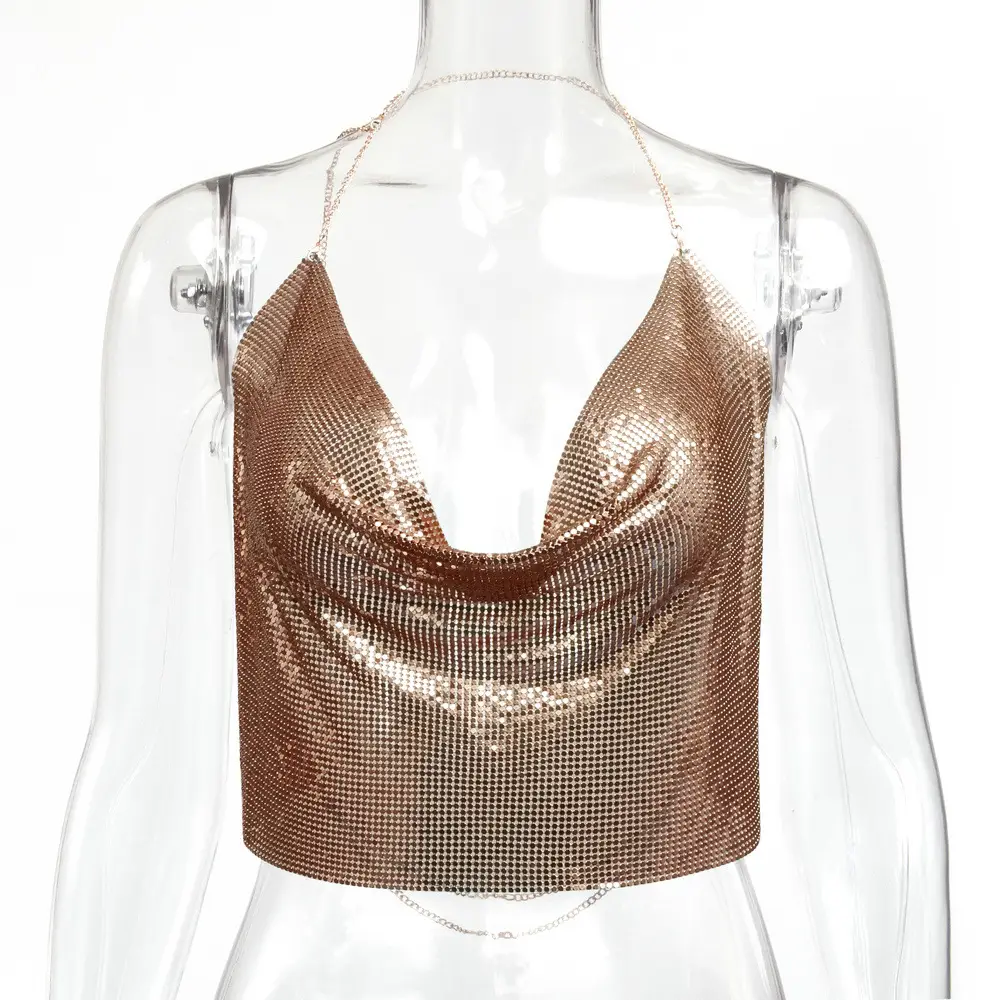 Red Sequin Backless Camisole for Women