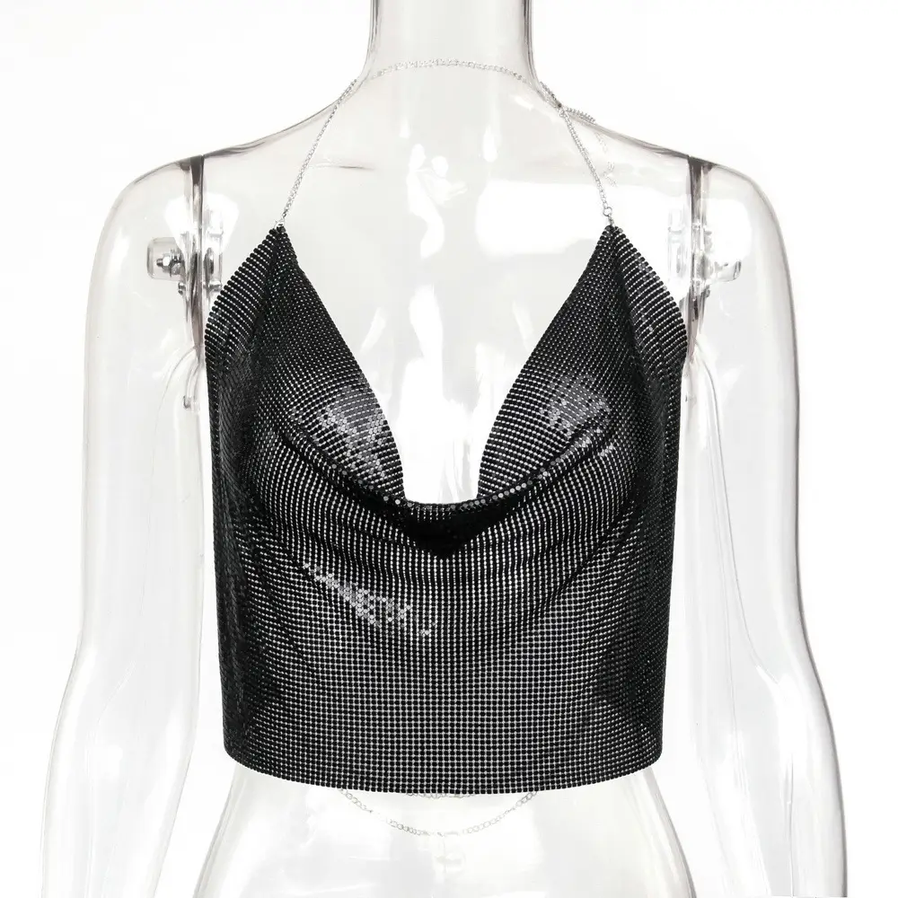 Red Sequin Backless Camisole for Women