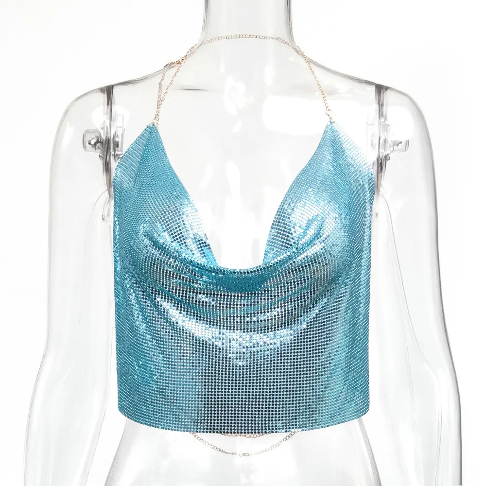 Red Sequin Backless Camisole for Women