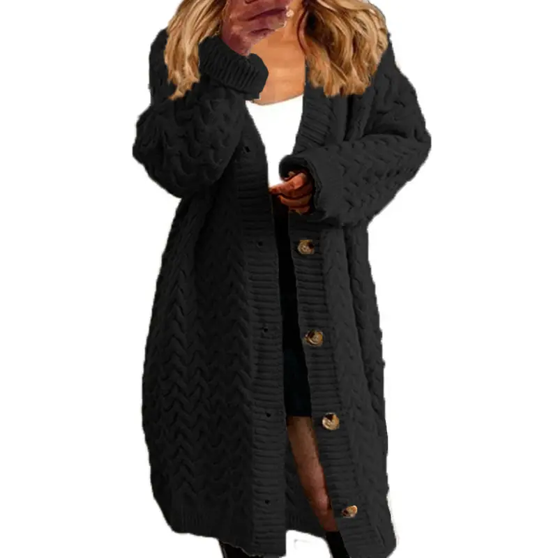 Women's Knitted Button Cardigan Sweater Coat Brown - Image 7