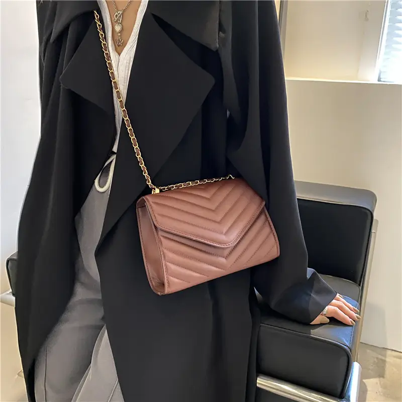 Women's Brown Chain Shoulder Messenger Bag 2021