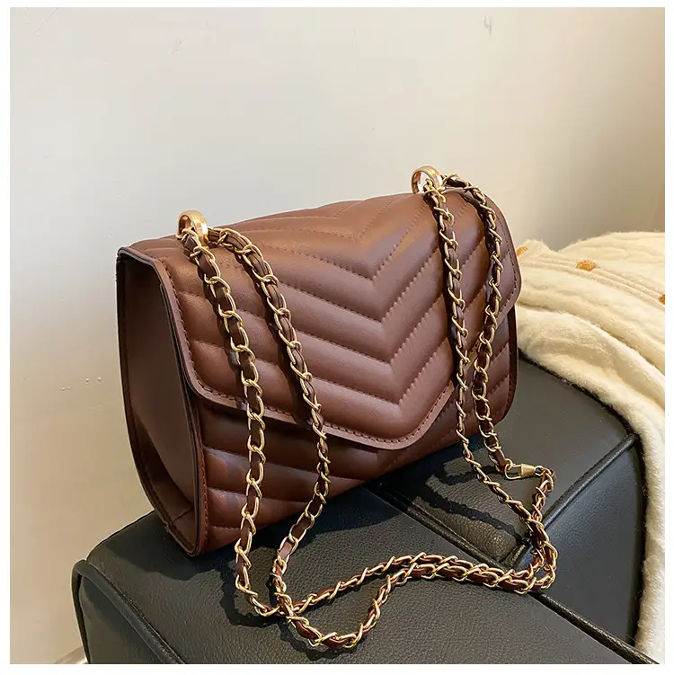 Women's Brown Chain Shoulder Messenger Bag 2021