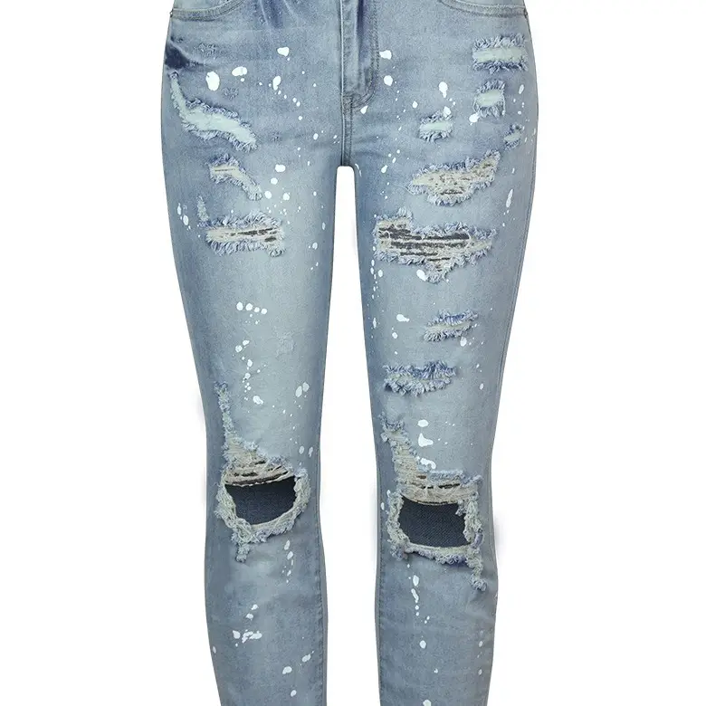 Women Ripped Elastic Wash Jeans 2022 Summer - Image 6