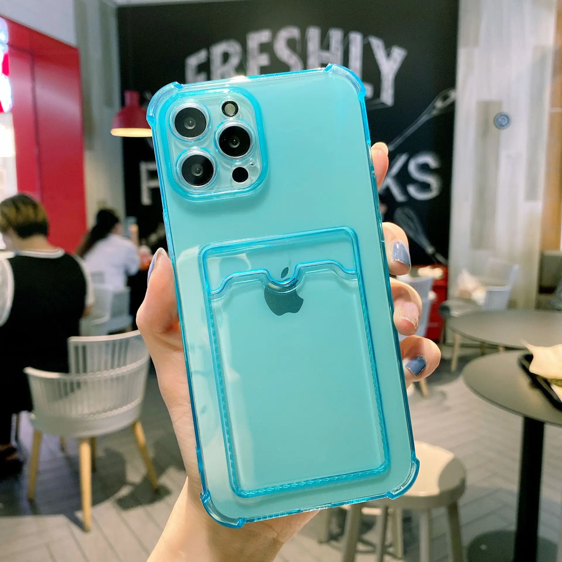 iPhone13 11 Transparent TPU Card Cover Drop Resistant