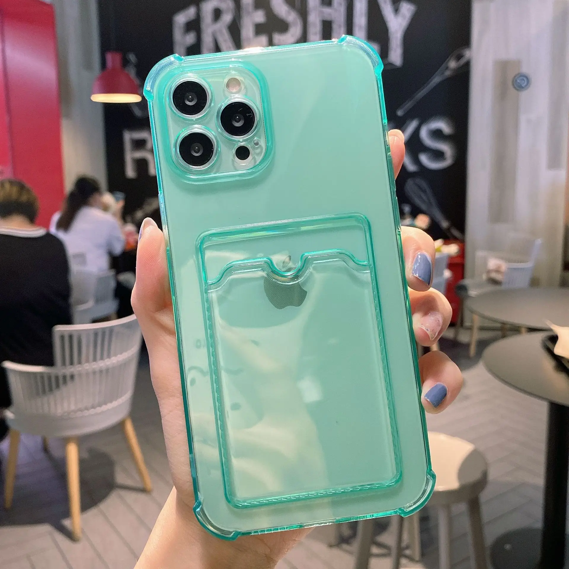 iPhone13 11 Transparent TPU Card Cover Drop Resistant