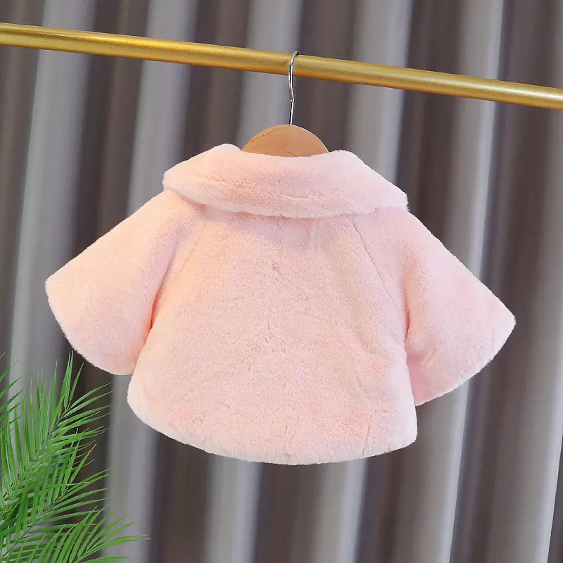 Pink Fleece Hooded Coat for Girls Autumn Winter Wear