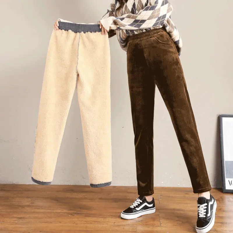 Fleece Lined Warm Brown Harem Pants for Women - Image 4