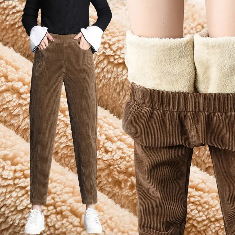 Fleece Lined Warm Brown Harem Pants for Women - Image 5