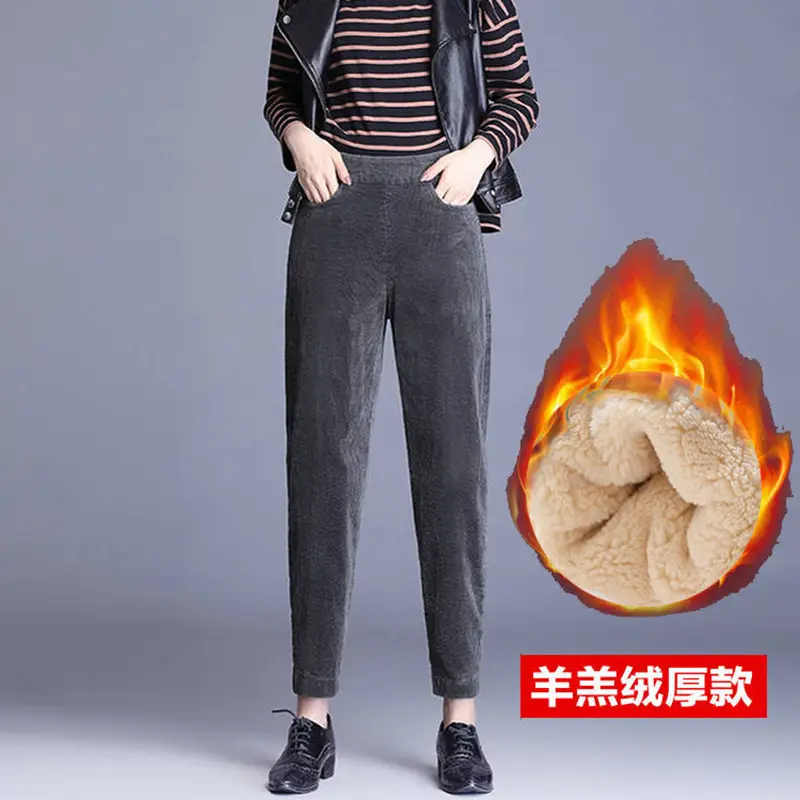 Fleece Lined Warm Brown Harem Pants for Women - Image 2