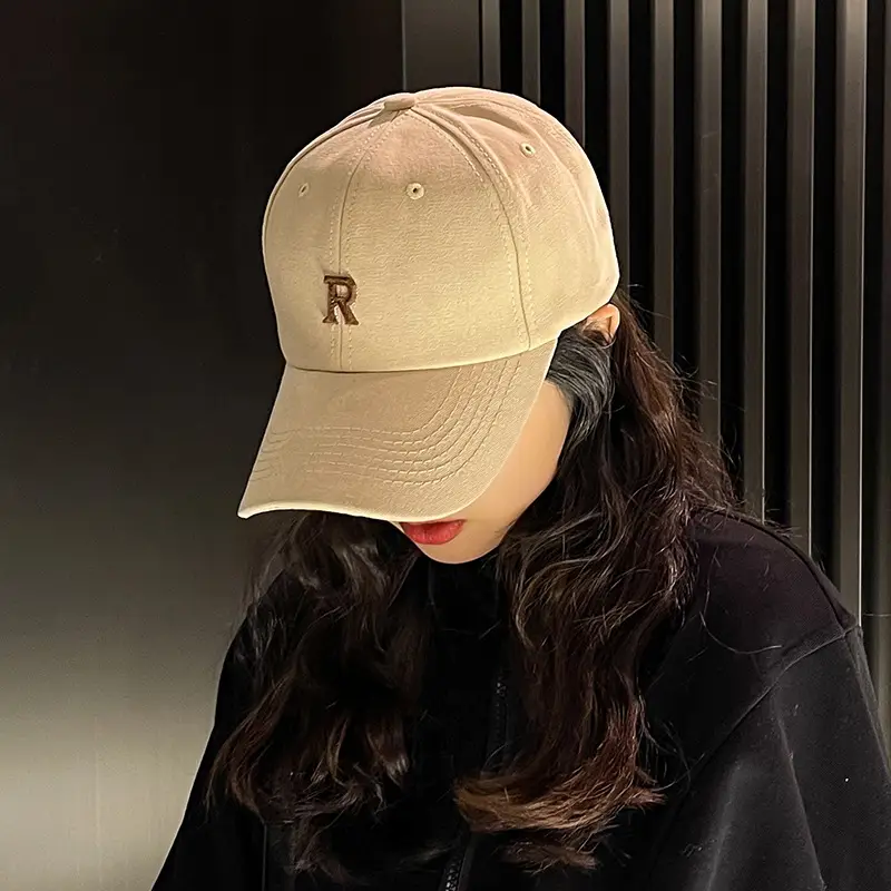 Women's Beige R Cap Baseball Summer Hat