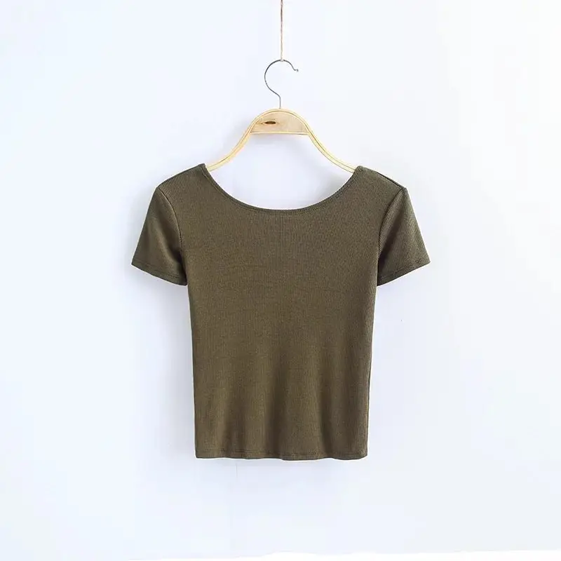 Women Backless T-Shirt Set Multi Color - Image 5