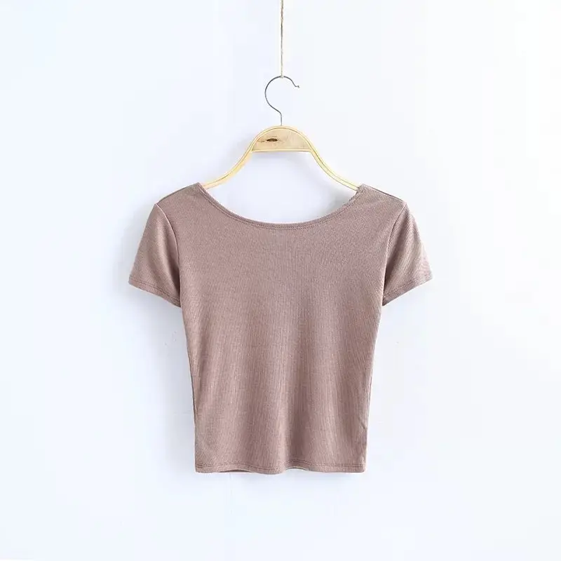 Women Backless T-Shirt Set Multi Color - Image 6