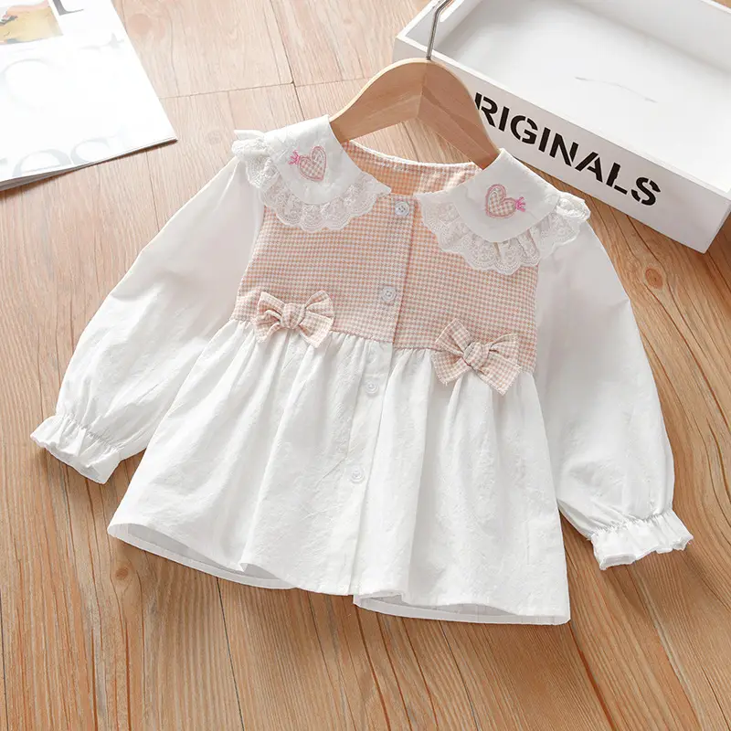 Girls' White Heart Embroidered Long Sleeve Shirt 2025 - Image 2
