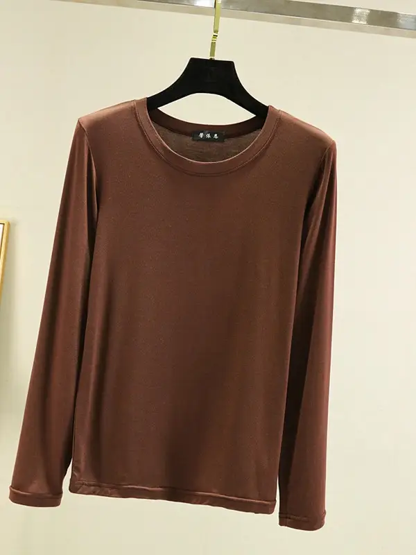 Women Long Sleeve T-Shirt Pink Slim Fit - Image 13