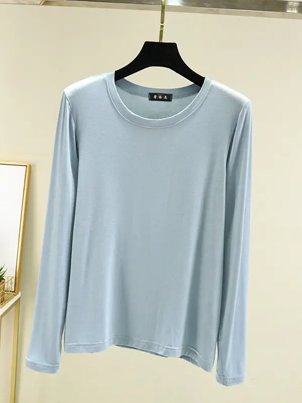Women Long Sleeve T-Shirt Pink Slim Fit - Image 15