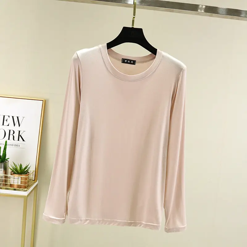 Women Long Sleeve T-Shirt Pink Slim Fit - Image 6