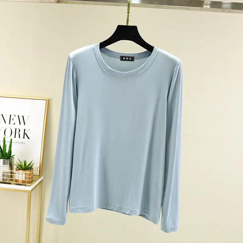 Women Long Sleeve T-Shirt Pink Slim Fit - Image 7