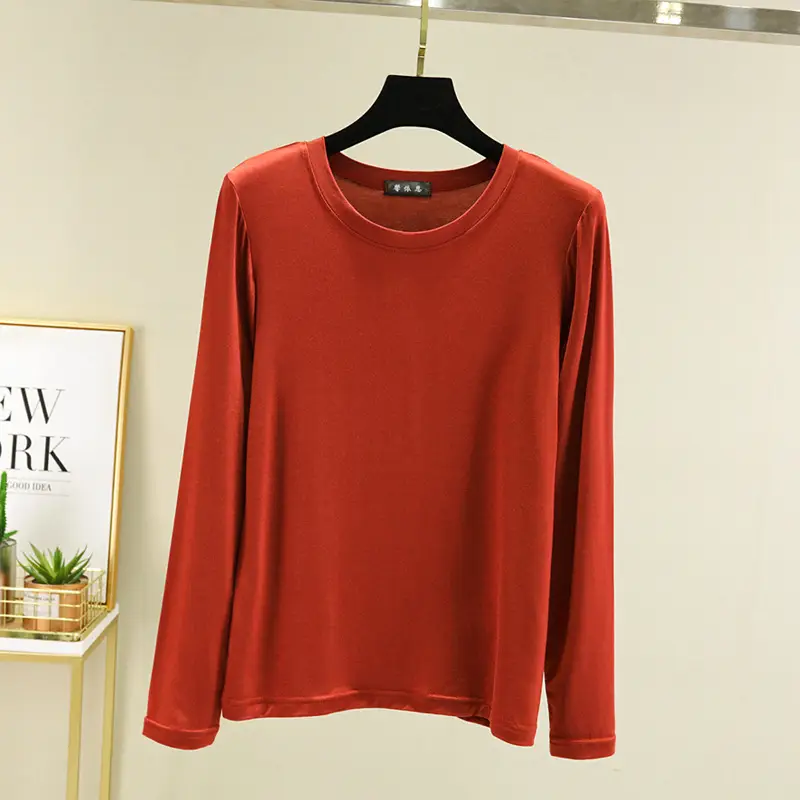 Women Long Sleeve T-Shirt Pink Slim Fit - Image 8