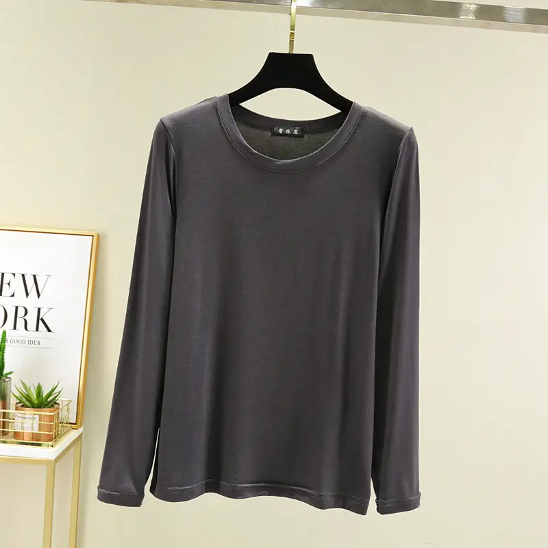 Women Long Sleeve T-Shirt Pink Slim Fit - Image 9