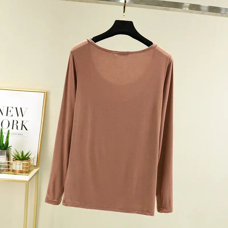Women's Long Sleeve Light Blue Modal Shirt Large — feature 21