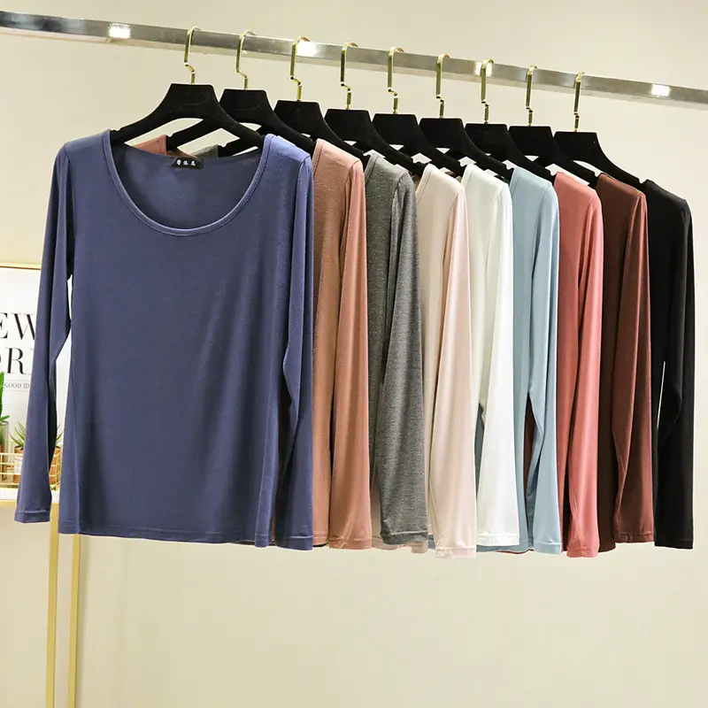 Women's Long Sleeve Light Blue Modal Shirt Large — feature 8