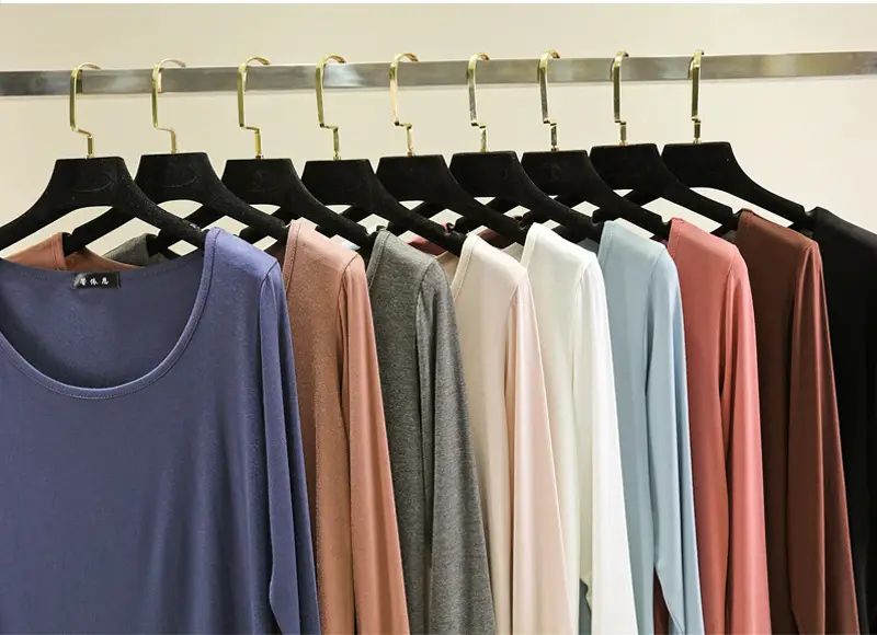 Women's Long Sleeve Light Blue Modal Shirt Large — feature 9