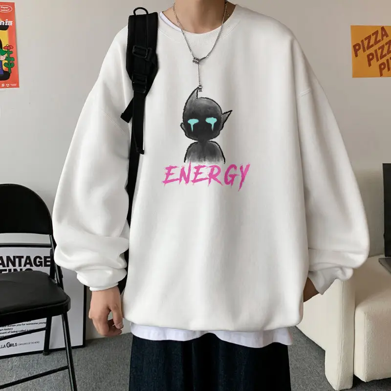 Men Blue Graphic Sweatshirt Large Winter Loose Fit - Image 32