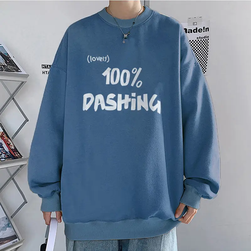 Men Blue Graphic Sweatshirt Large Winter Loose Fit - Image 12