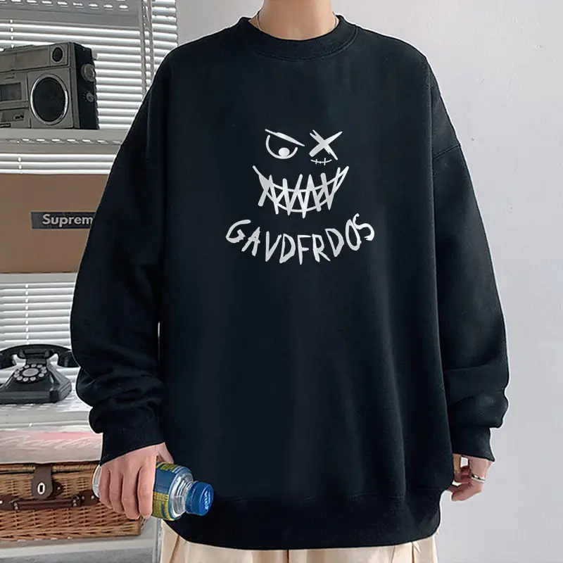 Men Blue Graphic Sweatshirt Large Winter Loose Fit - Image 14