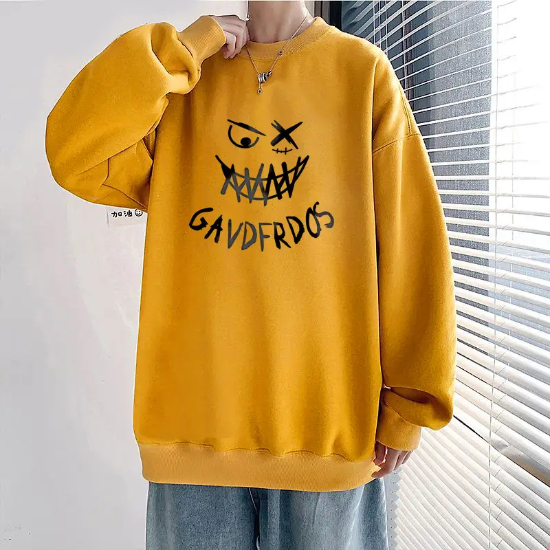 Men Blue Graphic Sweatshirt Large Winter Loose Fit - Image 15