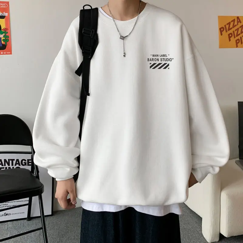 Men Blue Graphic Sweatshirt Large Winter Loose Fit - Image 21