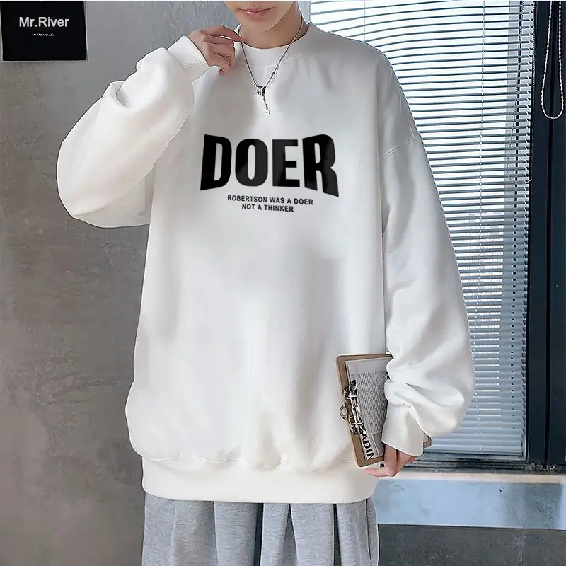 Men Blue Graphic Sweatshirt Large Winter Loose Fit - Image 25