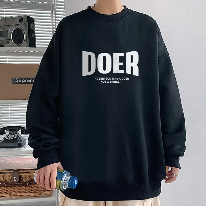 Men Blue Graphic Sweatshirt Large Winter Loose Fit - Image 26