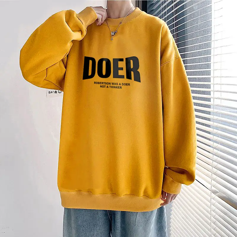 Men Blue Graphic Sweatshirt Large Winter Loose Fit - Image 27