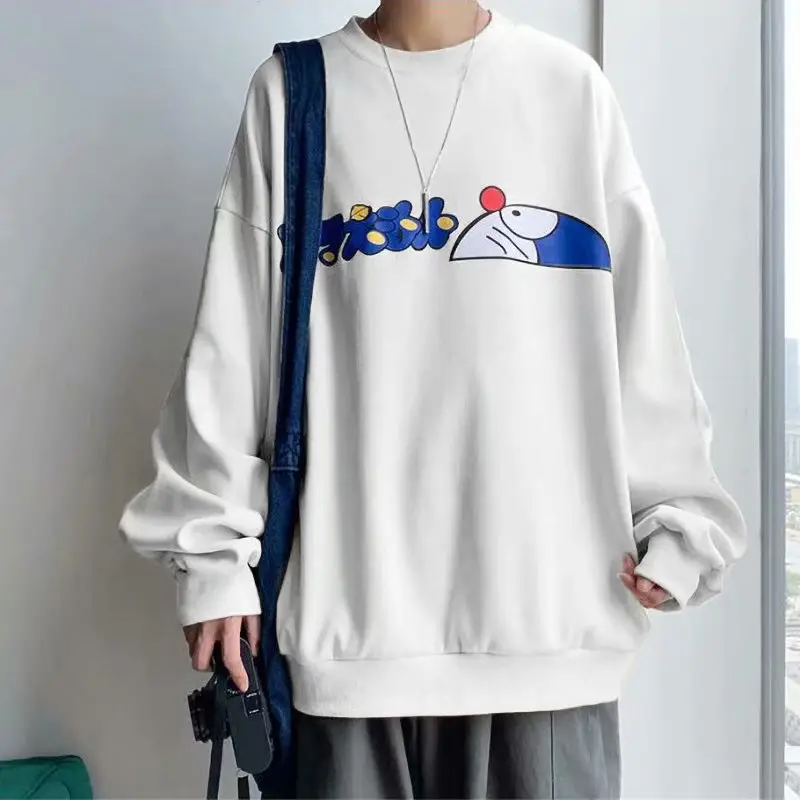 Men Blue Graphic Sweatshirt Large Winter Loose Fit - Image 36
