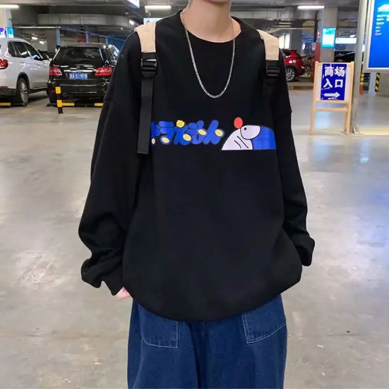 Men Blue Graphic Sweatshirt Large Winter Loose Fit - Image 37