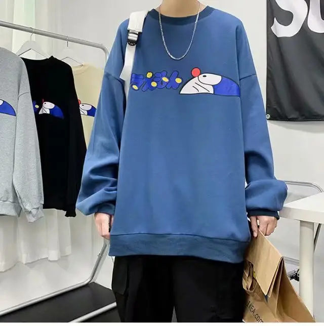 Men Blue Graphic Sweatshirt Large Winter Loose Fit - Image 39