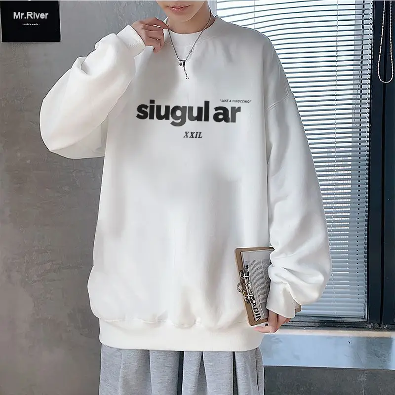 Men Blue Graphic Sweatshirt Large Winter Loose Fit - Image 5