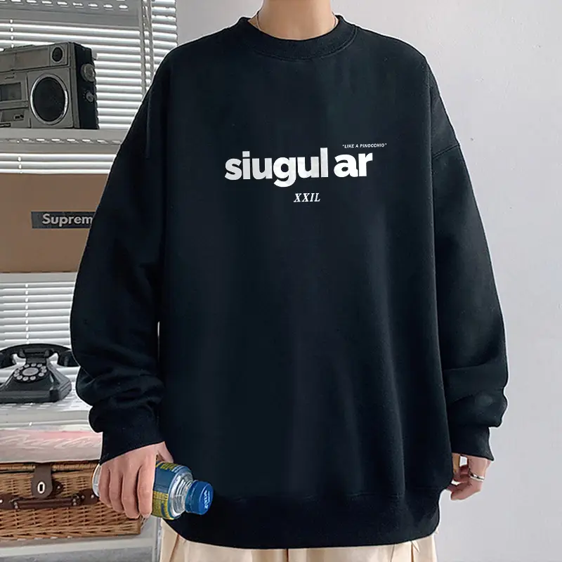 Men Blue Graphic Sweatshirt Large Winter Loose Fit - Image 6