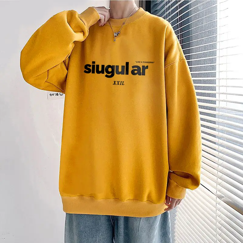 Men Blue Graphic Sweatshirt Large Winter Loose Fit - Image 7