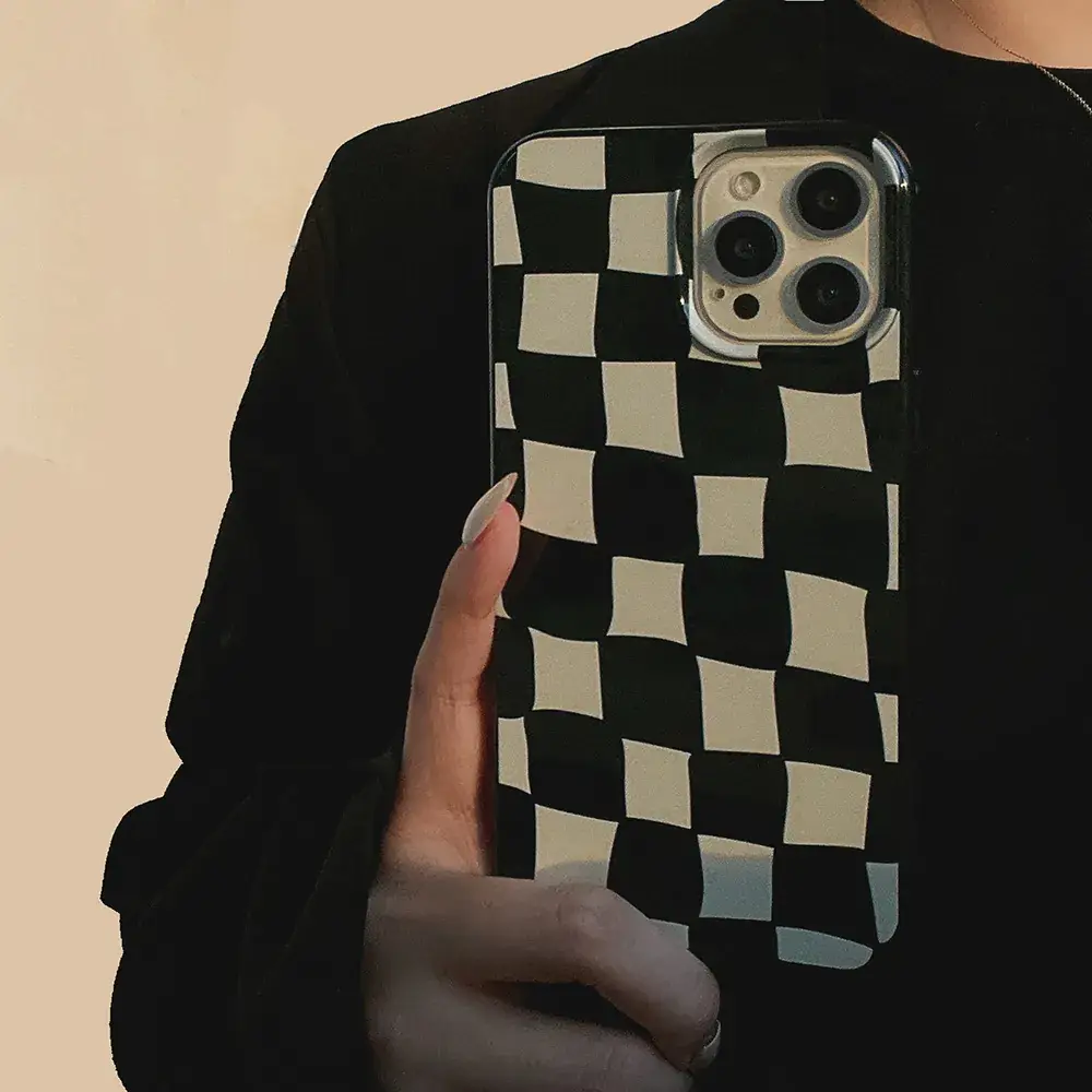 Trendy Black Checkered iPhone 16 Case 12 Pro Compatible - Image 2