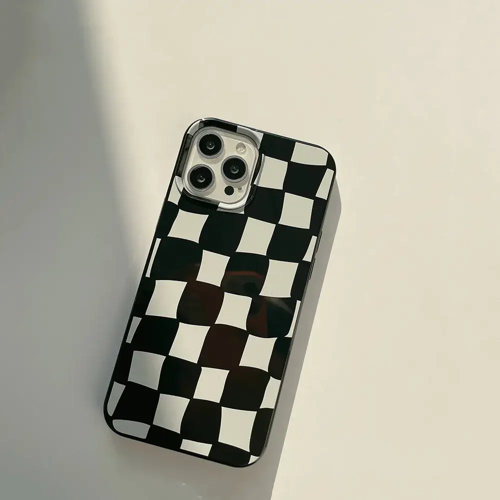 Trendy Black Checkered iPhone 16 Case 12 Pro Compatible - Image 3