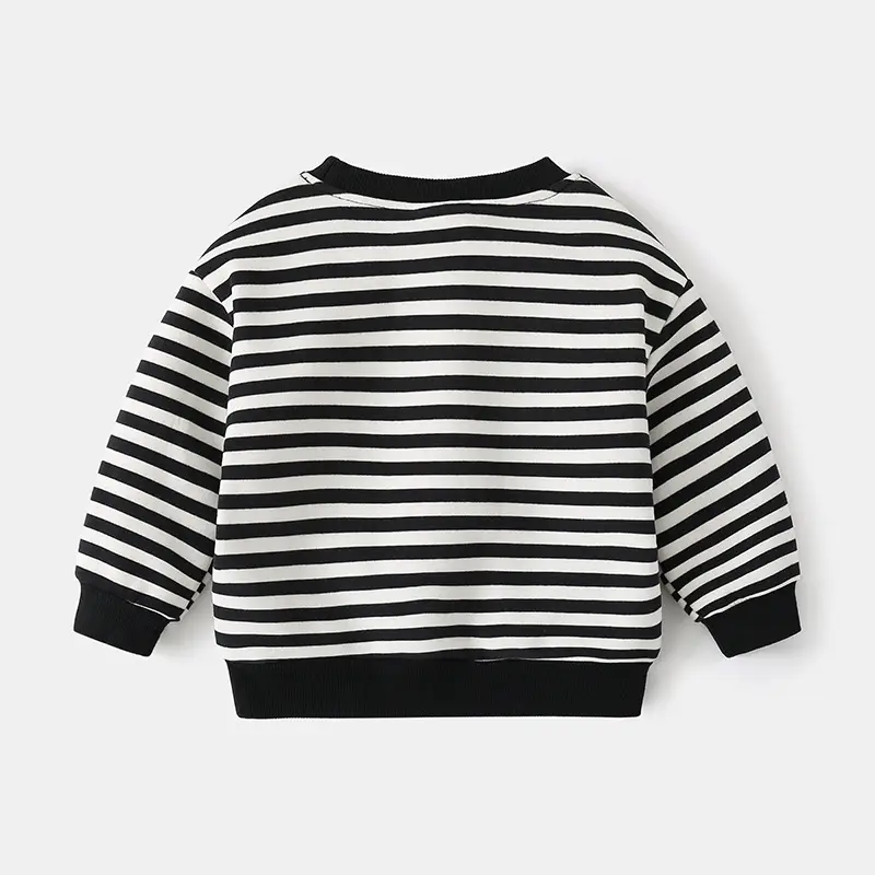 2025 Boys Fleece Sweatshirt Striped Crew Neck - Image 2